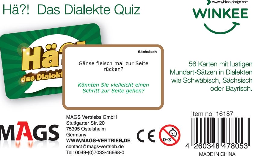 Winkee - Hä?! - das Dialekte Quiz | 56 Karten zum spielerischen Erkennen deutscher Dialekte
