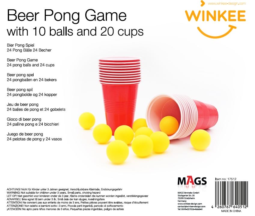 Beer Pong Spiel mit 20 Bechern und 10 Bällen 🏓