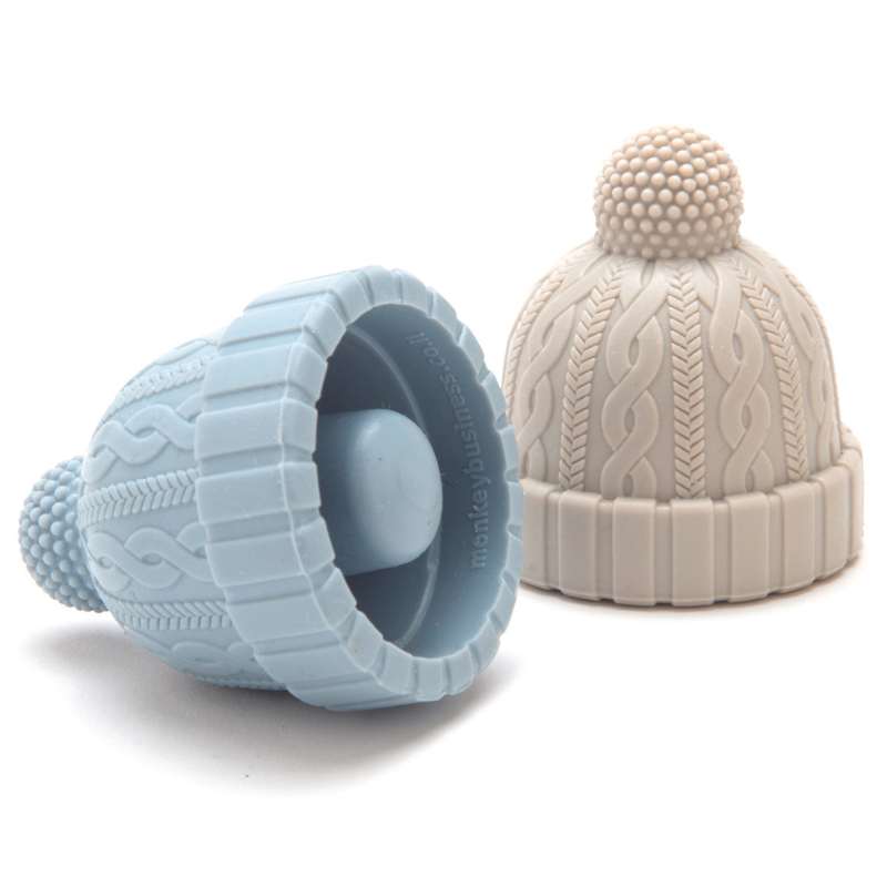 Beanie-Mütze Flaschenverschluss 2er Set Blau Grau