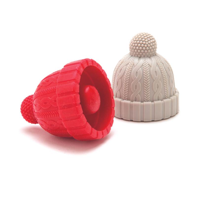 Beanie-Mütze Flaschenverschluss 2er Set Rot Grau