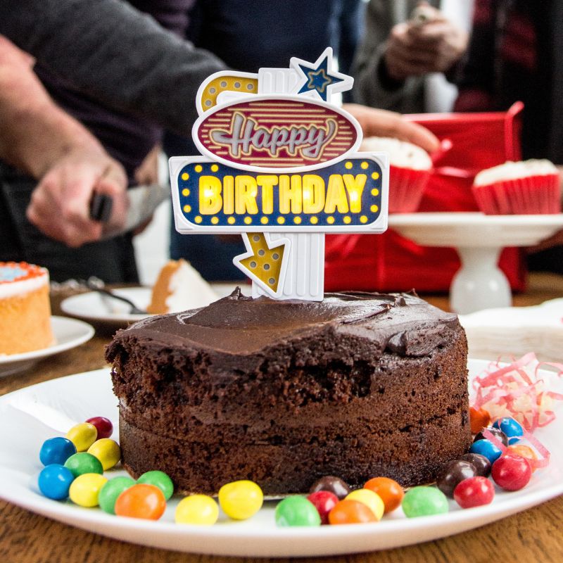 Blinkender Kuchenaufsatz Happy Birthday