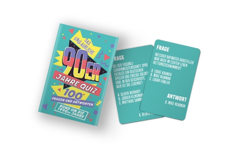 Die unglaublichen 80er und 90er Jahre Quiz | 100 Quizkarten - Geschenkebuddy