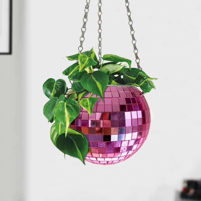 Disco Kugel Blumentöpfe Pink