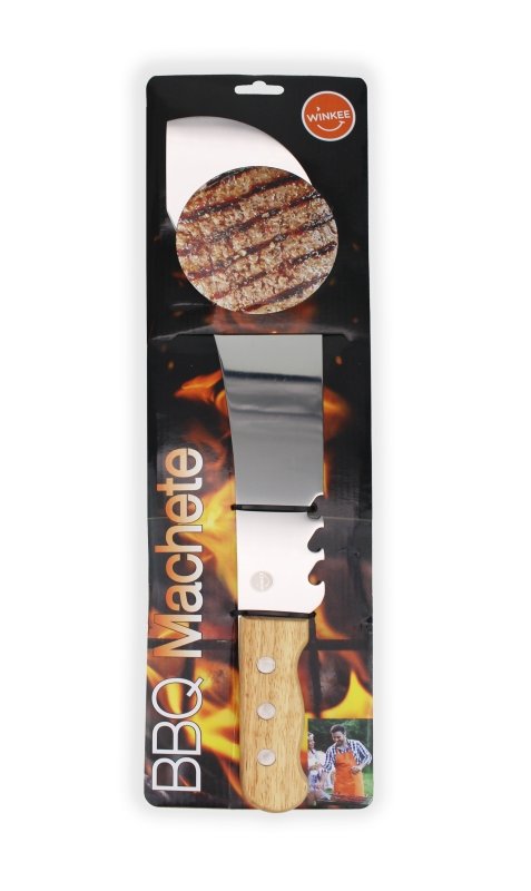 Winkee - Premium Grillmachete mit integriertem Flaschenöffner | Edelstahl und Holzgriff