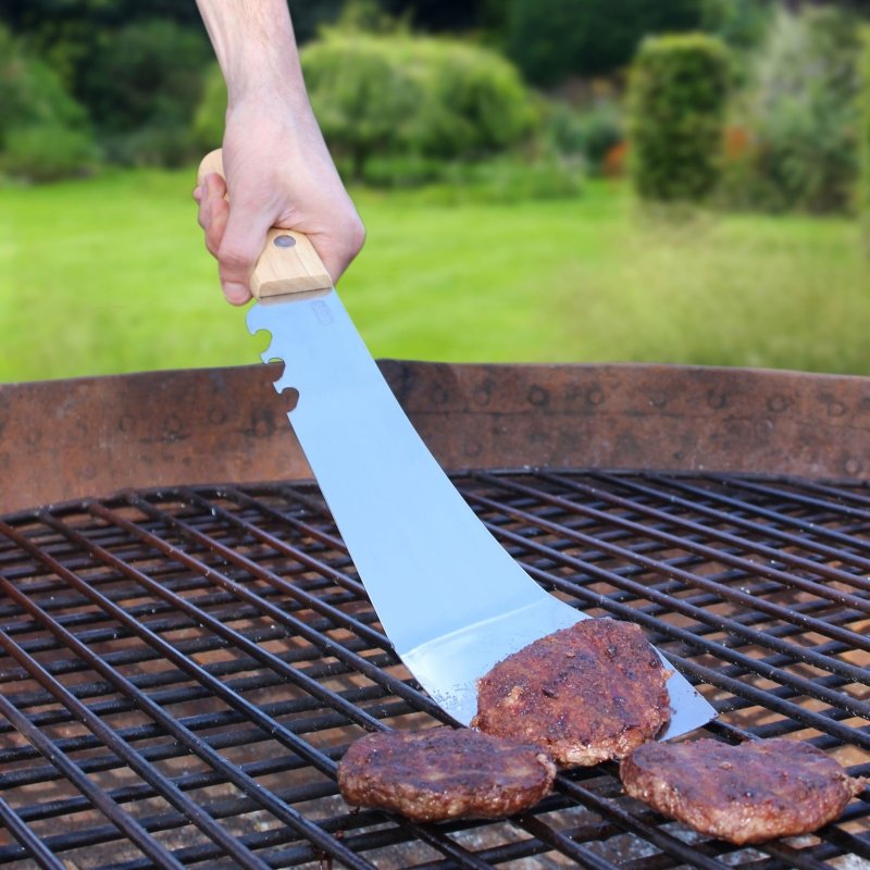 Winkee - Premium Grillmachete mit integriertem Flaschenöffner | Edelstahl und Holzgriff