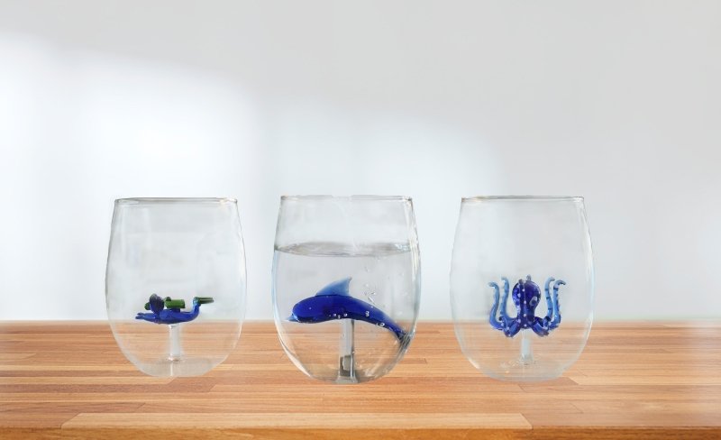 Handgemachte Gläser - Oktopus | Delphin | Taucher - Geschenkebuddy