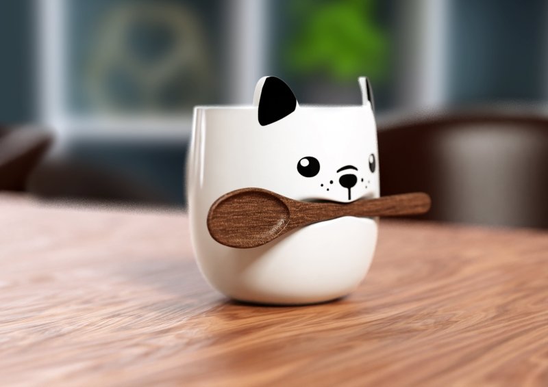 Hundebecher mit Stöckchenlöffel | Dog Mug and Stick Spoon - Geschenkebuddy