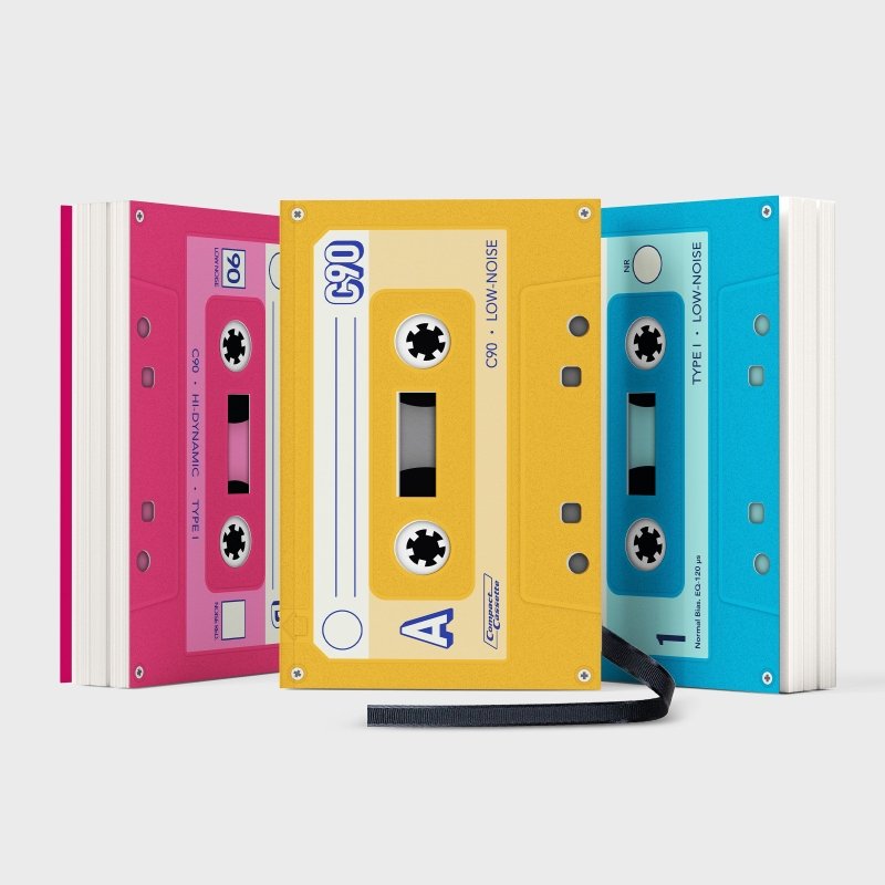 Notizbuch Musikkassette 3er Set - Geschenkebuddy