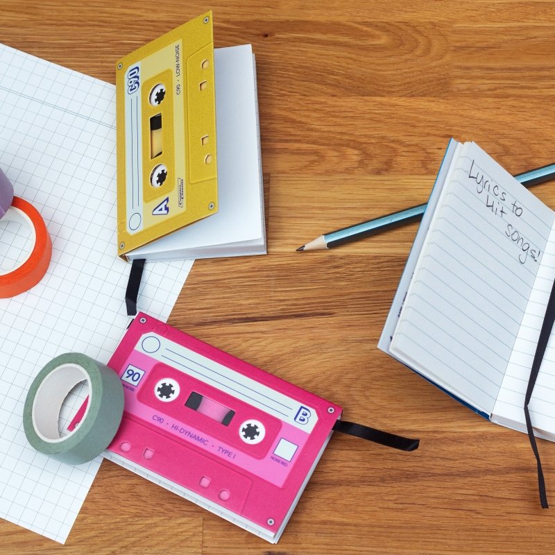 Notizbuch Musikkassette 3er Set - Geschenkebuddy