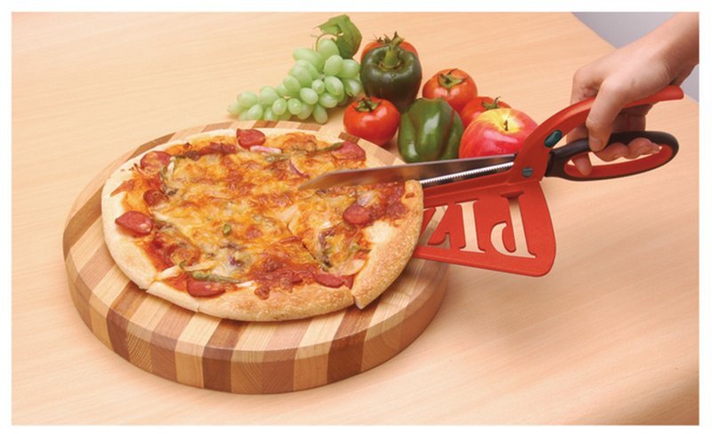 Pizzaschneider - Schere mit Servierfläche | Pizza Scissor and Serve - Geschenkebuddy