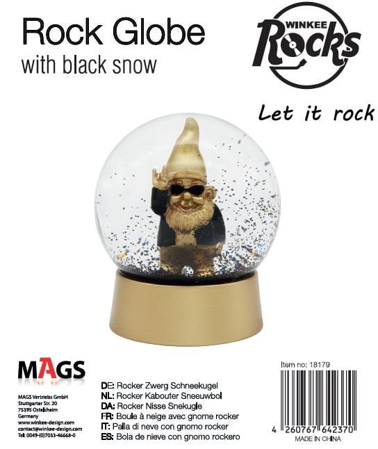Schneekugel Rock - Zwerg gold - Geschenkebuddy