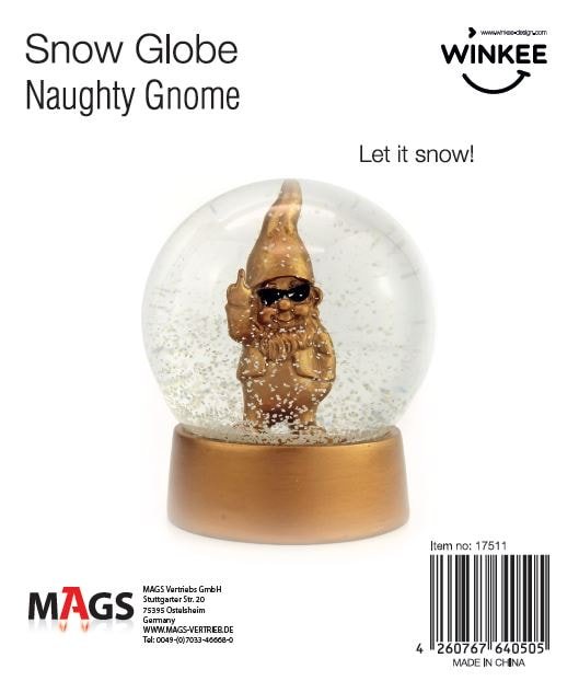 Schneekugel Zwerg gold