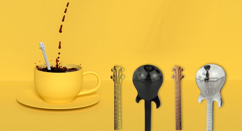 Winkee - Kaffeelöffel - 4er Set | Coffee Spoon Set of 4 | Gitarren und Kätzchen