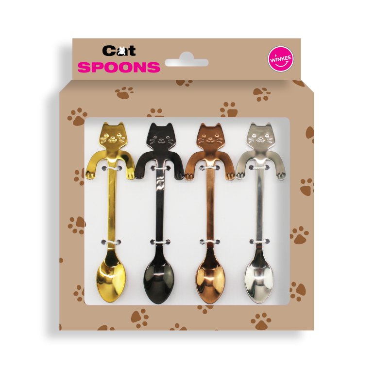 Winkee - Kaffeelöffel - 4er Set | Coffee Spoon Set of 4 | Gitarren und Kätzchen - Geschenkebuddy