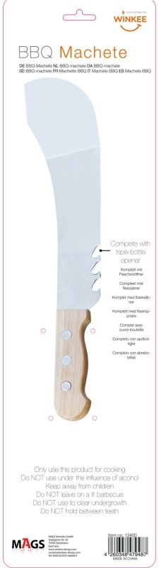 Winkee - Premium Grillmachete mit integriertem Flaschenöffner | Edelstahl und Holzgriff