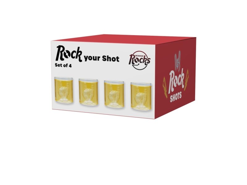 Winkee Rocks - 4 Rock Hand Schnapsgläser I Erwecke den Rockstar in Dir - Geschenkebuddy