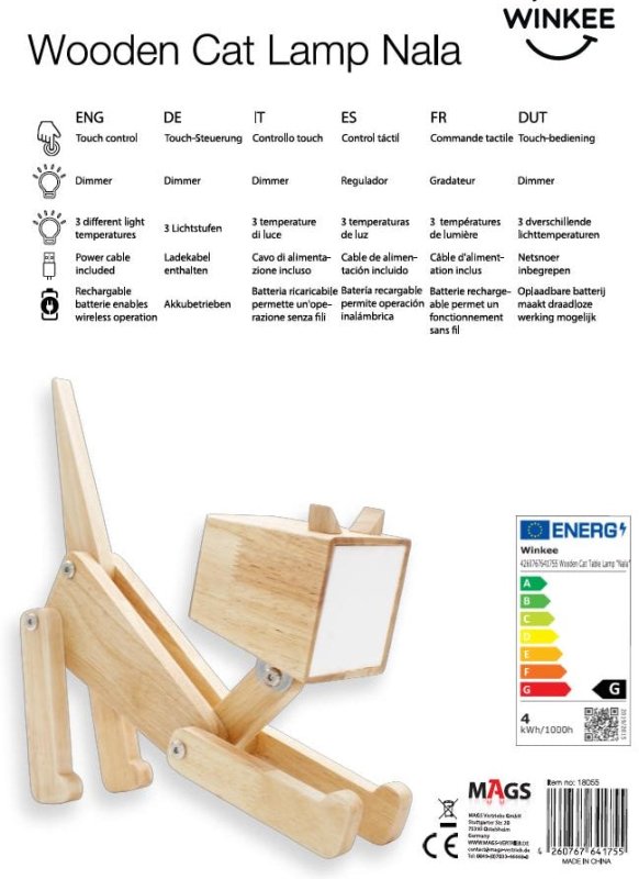 Winkee - Tierische Tischleuchten | Dimmbare LED Lampen mit Touch-Funktion und Akkubetrieb