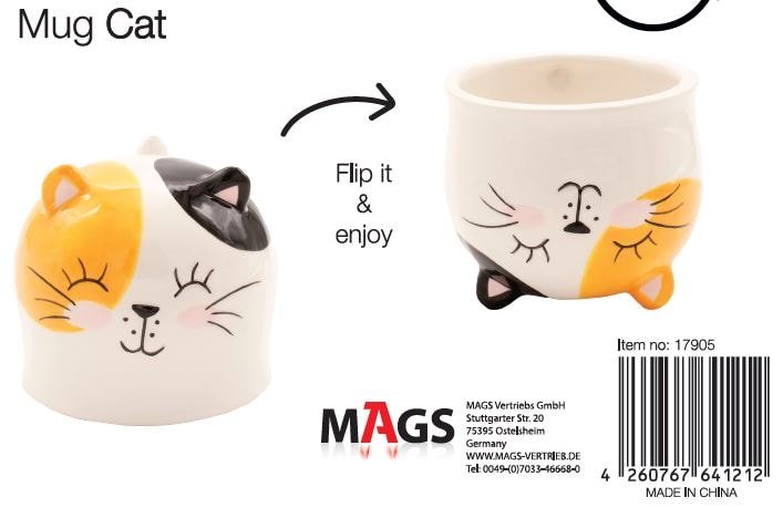 Winkee - Upside Down Kaffeebecher - Kaffeetasse - Katze - Geschenkebuddy