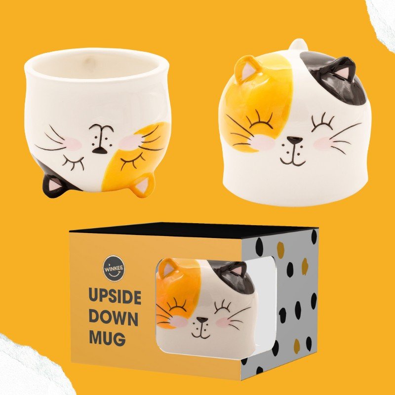 Winkee - Upside Down Kaffeebecher - Kaffeetasse - Katze - Geschenkebuddy