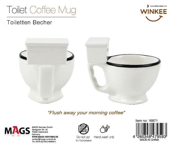 Winkee - Toiletten Becher - Toiletten Kaffeetasse - 350ml