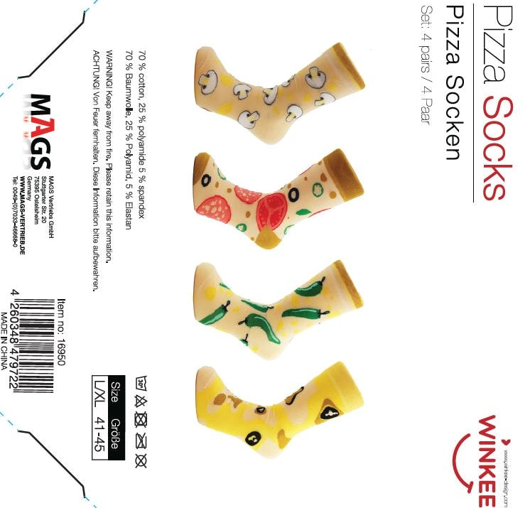 Winkee - Pizza Socken Box - Lustige Socken