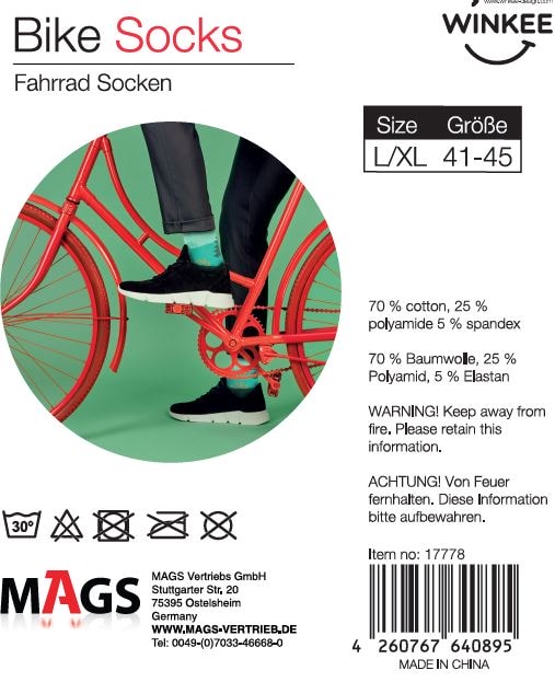 Winkee - Fahrrad Socken - Außergewöhnliche Socken