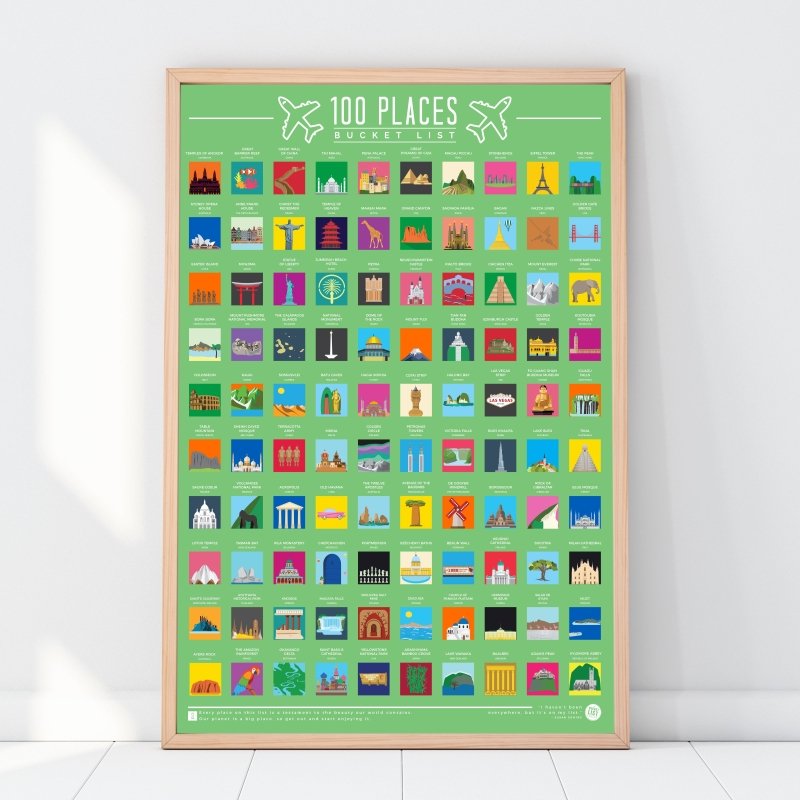 Bucket List Poster 100 Places - Geschenkebuddy