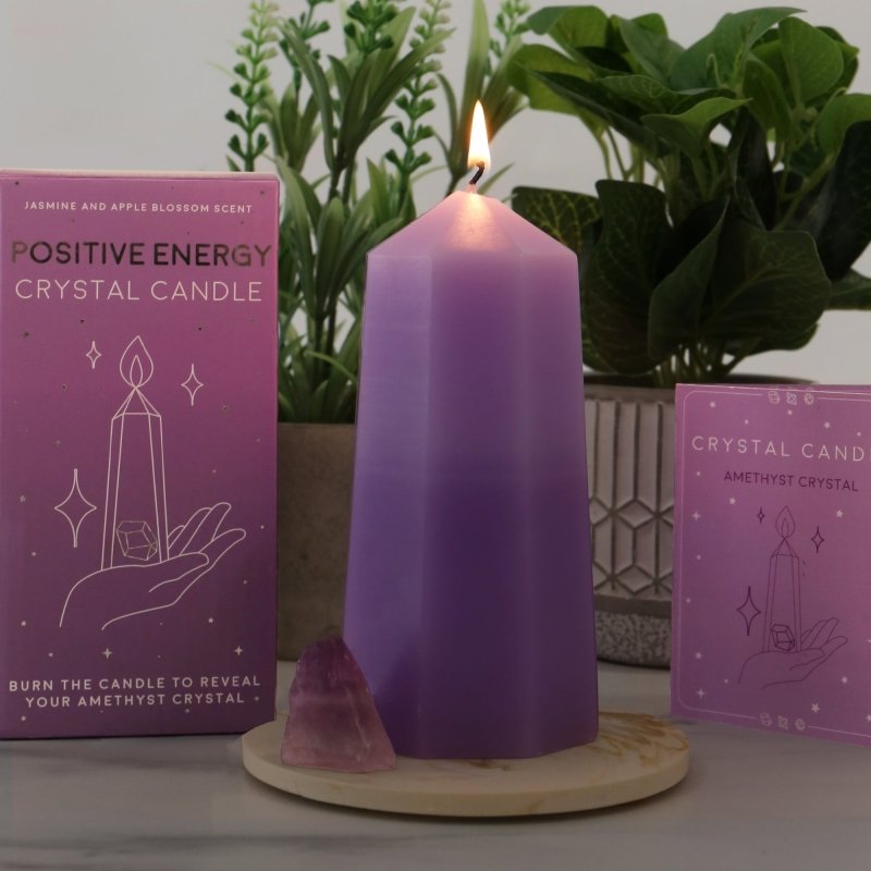 Entspannungskerze mit Amethyst - Geschenkebuddy