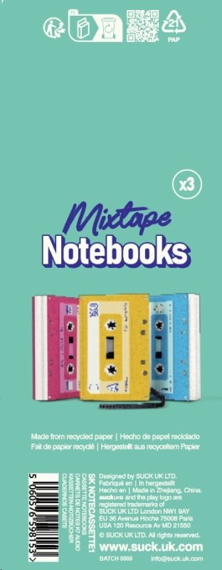 Notizbuch Musikkassette 3er Set - Geschenkebuddy