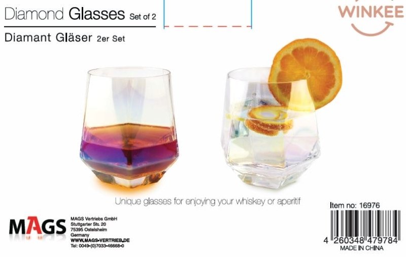 Winkee - Diamant Gläser 2er Set - Whiskey Whisky Glas - Geschenkebuddy