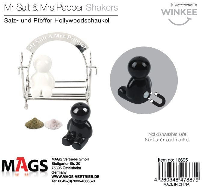 Winkee - Mr. Salt & Mrs. Pepper | Gewürzstreuer Brautpaar auf Hollywoodschaukel - Geschenkebuddy