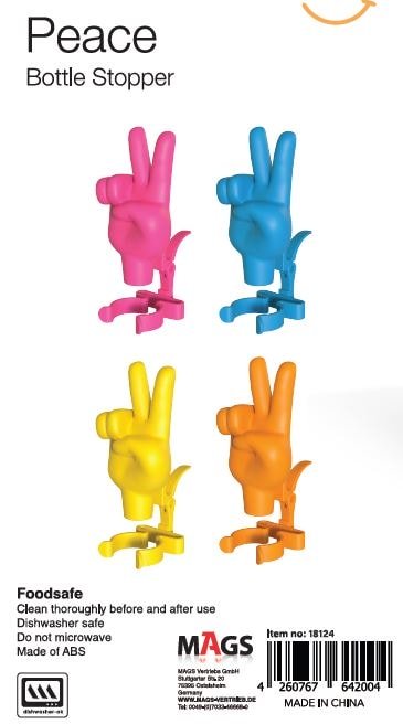 Winkee - Peace Hand Flaschenverschluss 4er Set - Geschenkebuddy