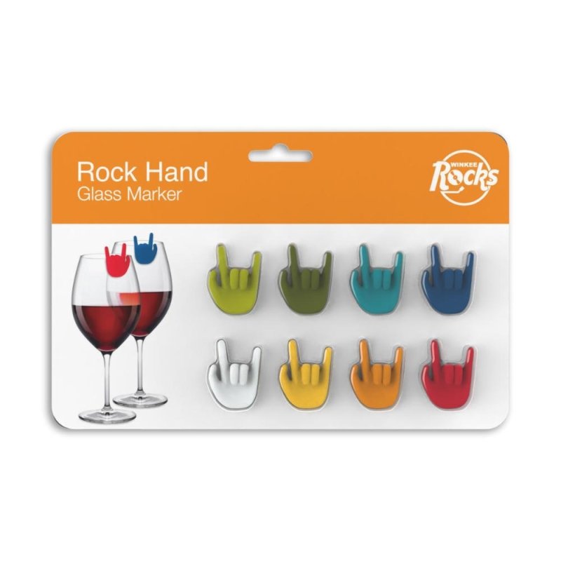 Winkee Rocks - Rock Hand Glasmarker 8er Set - Geschenkebuddy